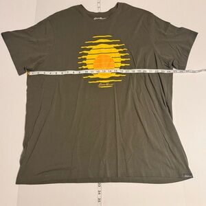 Eddie Bauer Men's Green T-Shirt with Yellow Graphic